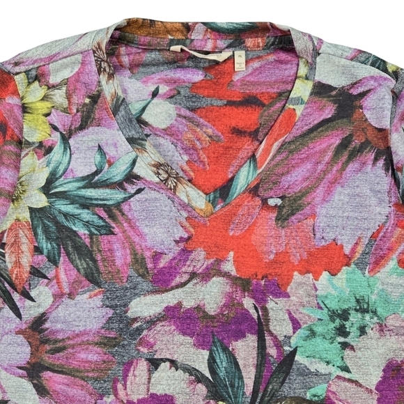 Soft Surroundings First Bloom Tunic Top Heather Gray Multicolor Floral PETITE - Picture 5 of 10